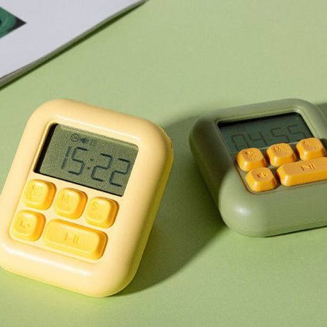 Minuteur de cuisine numérique magnétique mignon et précis, facile à utiliser, alarme claire, idéal pour la maison, l'école et le bureau (vert). (1/5)