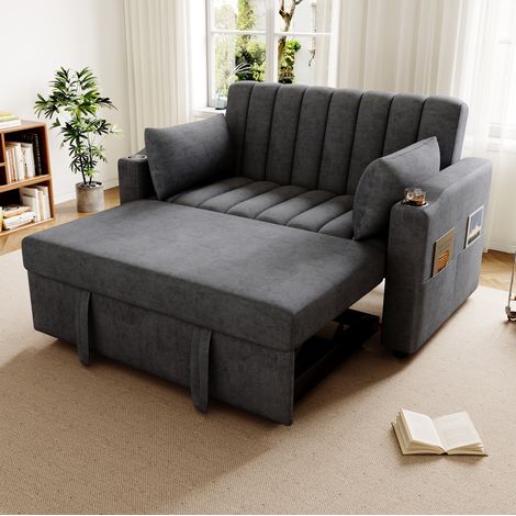 Divano letto 2 posti reclinabile con portabicchieri OKMYHOME (1/5)