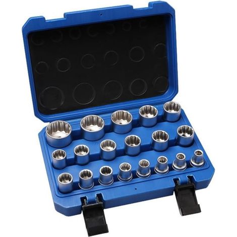 Set 19 Chiavi a Bussola Torx Millerighe attacco 1/2'' Scanalato 8-32mm CR-V (1/5)