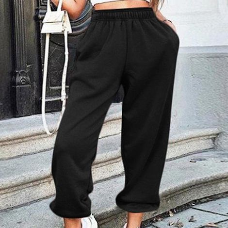 Lässige Oversize-Jogginghose für Damen, ideal für Fitnessstudio und Freizeit – Größe M – Schwarz (1/4)
