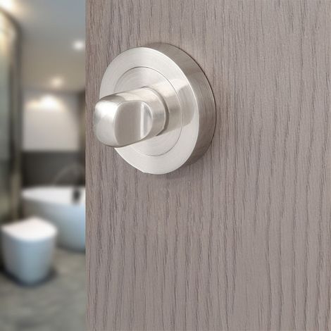 Ouvre&Déco – 2 rosaces de poignée de porte rondes à visser LIMBUS verrou condamnation, Zamak nickel mat