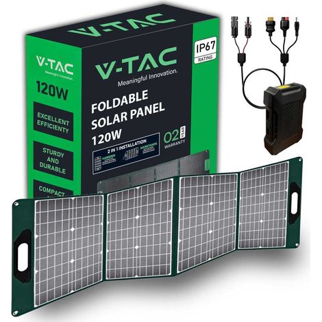 V-TAC modulo pannello fotovoltaico solare pieghevole 120w per ricarica power station portatile sku 11446 (1/5)