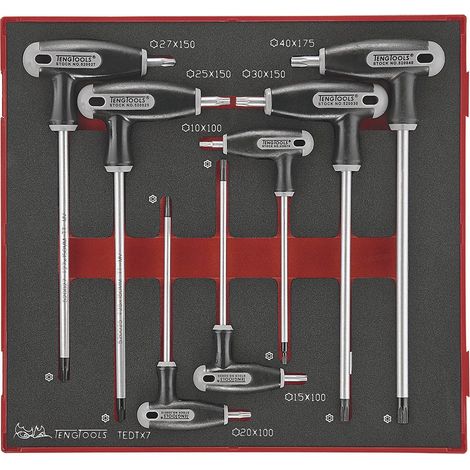 Jeu de 7 clés poignée- T Foam2 tray TX- TPX 7 pièces Teng Tools TEDTX7 (1/2)
