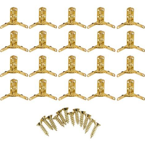 Charnière à ressort de Support d'angle de 90 °, 20 pièces, pour petits bijoux, boîte à vin, boîte de montre, couvercle en bois (or) (1/5)
