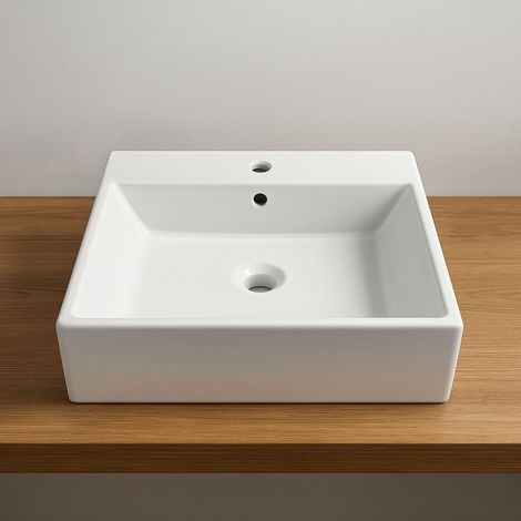 Lavabo da appoggio ceramica bianco lavandino lavello arredo bagno 2 misure misure 41x41x15 cm - confezione 1 (1/5)