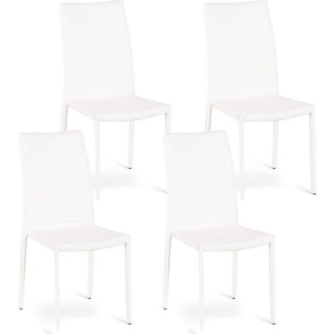 Set 4 Sedie 42x41xH95 cm in Similcuoio Kitty Bianco (1/4)