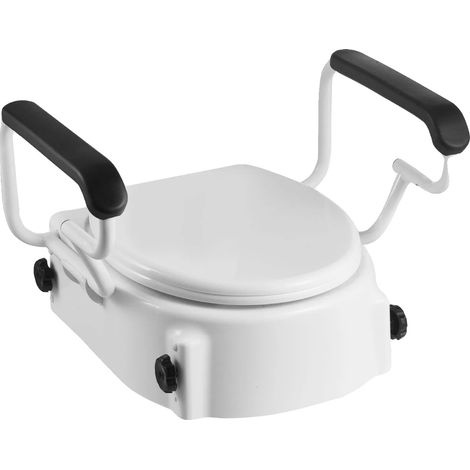 Rehausseur de siège de toilette, hauteur élevée, support rembourré pour les bras, Accoudoir rabattable (1/2)