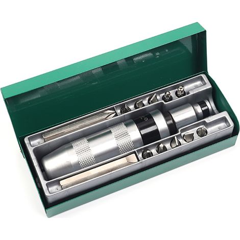13-teiliges Schlagschrauber-Set, 1/2 Zoll manueller Schlagschrauber mit 12 Bohrern (flach, Kreuzschlitz, Sechskant), zum Drehen festsitzender Verbindungselemente, rostiger Verbindungselemente (13) (1/5)