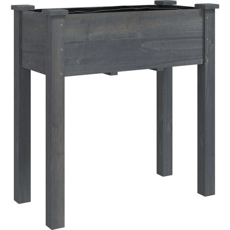 Pot de fleurs à doublure grise, 71x37x76 cm, en bois de cèdre massif. (1/5)