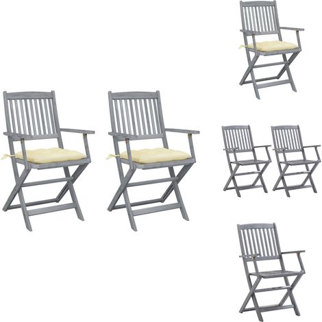 Klappbare Gartenstühle 2 Stk. mit Kissen Massivholz Akazie - Holz Gartenstühle - Gartenstühle Klappbar - Esszimmerstühle Outdoor - Gartenmöbeln - Balkon Möbel (1/5)