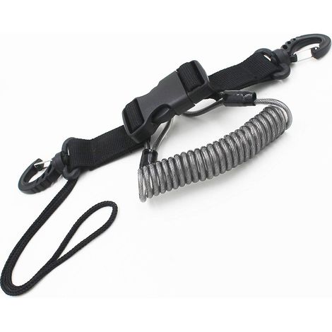 Longe de plongée en acier inoxydable. Longe à ressort en acier inoxydable avec système de fixation rapide pour appareils photo et lampes de plongée. (1/4)