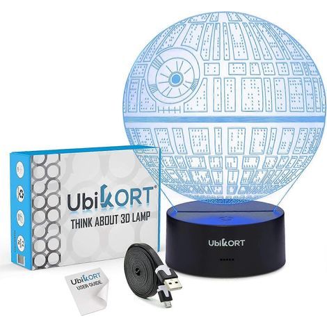 3D-Illusions-Todesstern-Lampe (Star Wars), einzigartiges Star Wars-Geburtstagsgeschenk für Männer, perfektes Star Wars-Dekorationsnachtlicht für Kinder, ideales Geburtstagsgeschenk. (1/5)