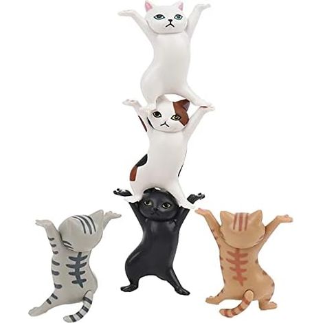 Cadeaux pour les amoureux des chats, porte-stylo chat, support pour téléphone portable, cadeaux originaux et amusants (lot de 5 chats) (1/5)