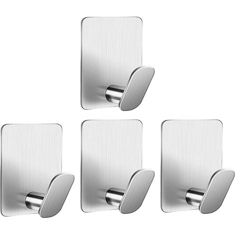 Juego de 4 ganchos autoadhesivos, ganchos autoadhesivos, ganchos de acero inoxidable, ganchos adhesivos, ganchos de pared elegantes, ganchos adhesivos extra fuertes, ganchos para toallas multifunciona (1/5)