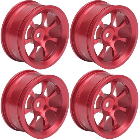 4 Roues de Rechange Compatibles WLtoys 1/18, Pièces Amélioration pour Voiture RC, Rouge (1/5)