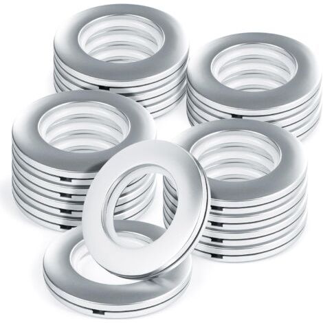 QORVA-Anneaux Œillets Plastique Rigide 16 Pièces - Diamètre Intérieur 40 mm avec Clips Intégrés pour Rideaux de Douche/Fenêtre/Salle de Bain, Installation Rapide sans Perçage