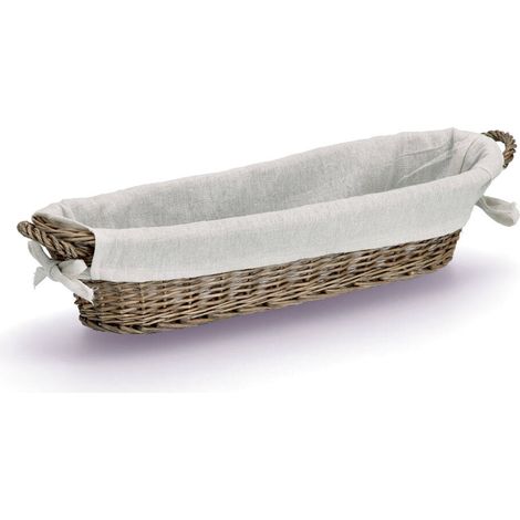Panier à pain tressé en osier 49 x 14 x 10 cm – Conserve le pain frais – Couleur beige – Élégant et rustique pour cuisine – Zeller