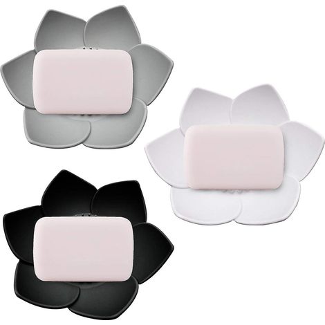 Lot de 3 porte-savons en silicone autonettoyants pour salle de bain et cuisine - Antidérapants, faciles à nettoyer et sèchent rapidement le savon (1/5)