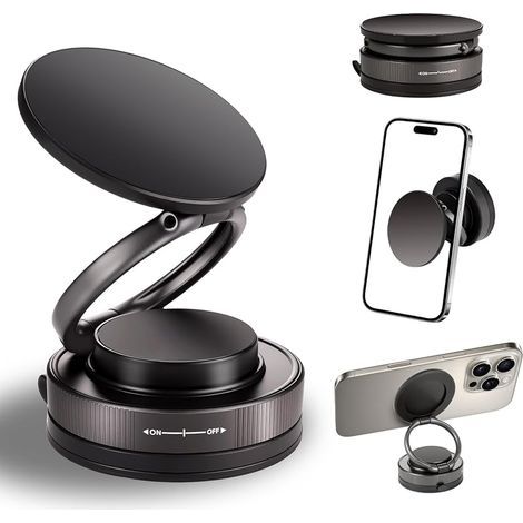 Supporto magnetico per telefono da auto 2026 [20 magneti N52], supporto per smartphone portatile e pieghevole, girevole a 360°, a forma di anello (1/5)