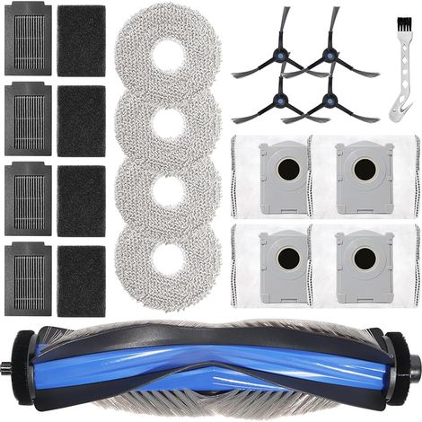 Accessoires pour Ecovacs Deebot T50 Max Pro Omni,T50 Max Omni robot aspirateur pice de rechange, Brosses rouleau + 4 chiffon de nettoyage + 4 sac poussire + 4 brosses latrales + 4 filtres (1/5)