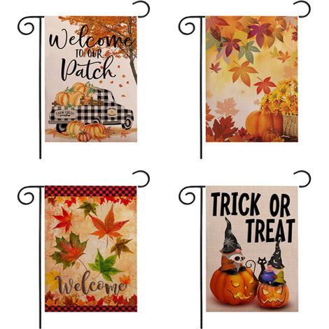 4 pièces de drapeaux d Halloween, drapeaux d Halloween, drapeaux d Halloween double face pour jardin extérieur, drapeaux de jardin 30×45 cm (1/4)