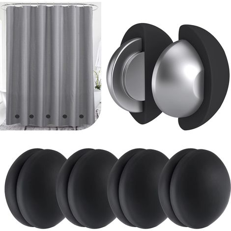 paires de poids magnétiques puissants en silicone pour rideau de douche, antirouille, pour douche (3 cm x 3 cm), fenêtre, extérieur et nappe - Empêchent les claquements et les battements. (1/5)