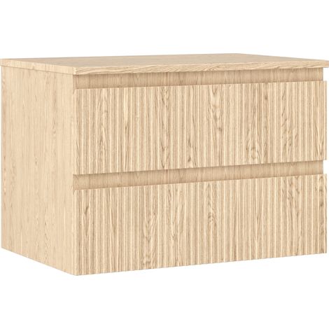 Mexen Rivel Badezimmerschrank Waschtischunterschrank 70 cm mit Arbeitsplatte, 2 Schubladen, geriffelt, Eiche - 91A20-07047-2-BF