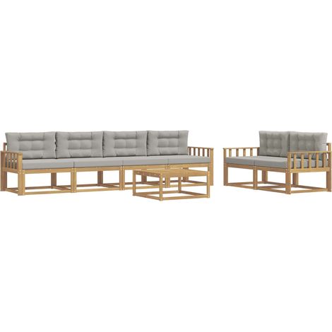 Conjunto de sofás de exterior 6 uds. Blanco y Gris Claro vidaXL (1/5)