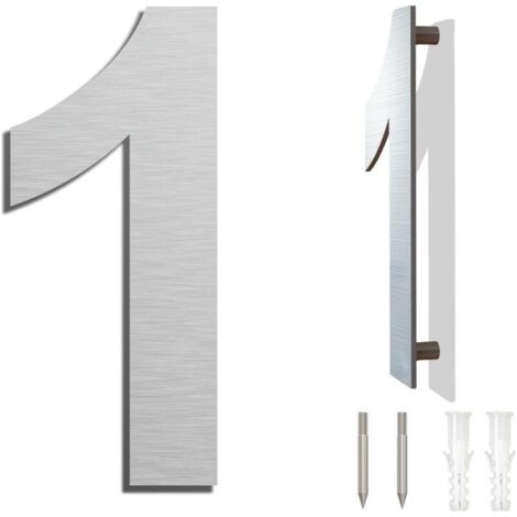 BUNTHAUS (Numéro 1 Une)Numéro de maison moderne 152 mm de hauteur, fabriqué en acier inoxydable 304 brossé, aspect flottant et facile à installer