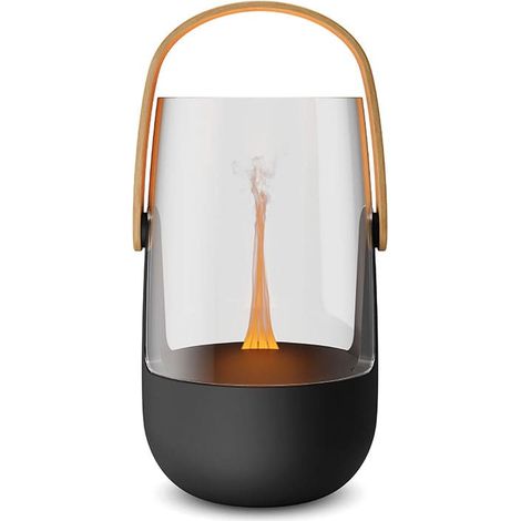 Diffuseur d'huiles essentielles effet flamme – Couleur noire – Résistant aux intempéries – Autonomie 11 heures – Design avec poignée en bambou – Stadler Form (1/5)