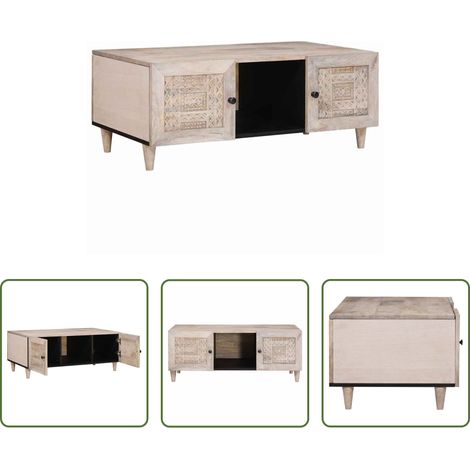 Table basse moderne -  Table basse Beige 100 x 54 x 40 cm Bois d'acacia massif (1/5)