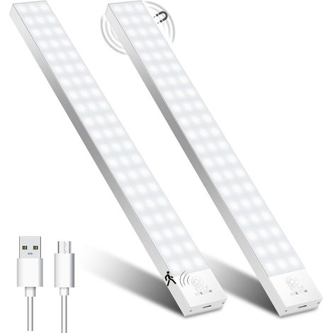 1 Barre Led 32cm Détecteur Mouvement 60led 5000k Batterie 1500mah Cuisine Escalier