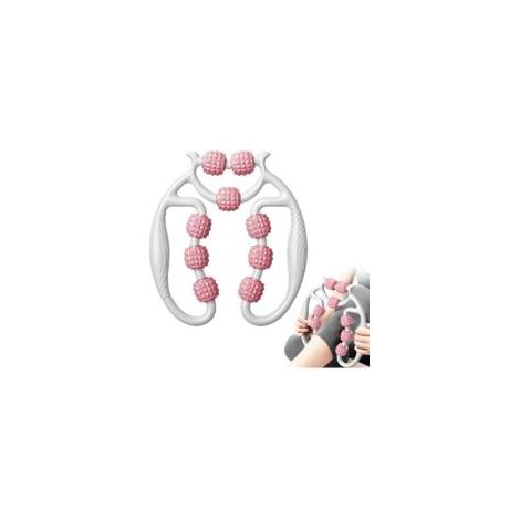 Rouleau Musculaire pour Jambes, Rouleau Musculaire 3D, Rouleau Massage, Rouleaux de Massage pour Muscles avec 9 Roues, 360° Rouleau de Jambe pour Le Masage des James,des Pieds,des Bras(Rose)-Crezuo