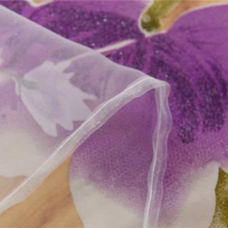 Rideaux en tulle, fenêtre, broderie vintage, foulard en voile, panneaux de fenêtre transparents violets (1/5)