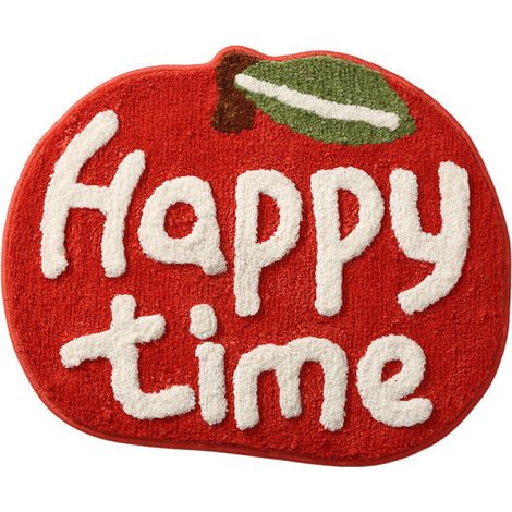Bath Mats Apple Shape Red with Words Fruit Washable Anti-Slip (1/3)