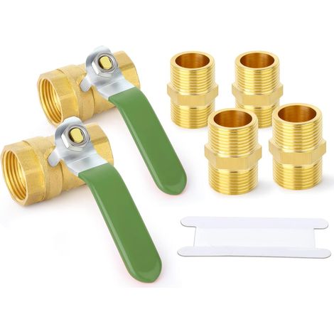 2-teiliges Wasserhahn-Set, 4 Anschlüsse, Messing, 1/4 BSP, Innen-/Außengewinde, Rohrleitungen (1/5)