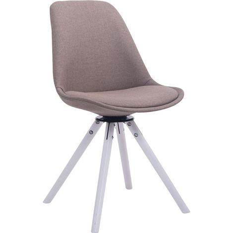 Chaise visiteur pivotante en tissu taupe bois blanc 84 x 48 x 56 cm charge 120 kg 100008832 (1/3)