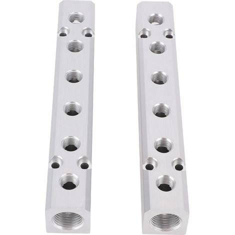 Collecteur de Compresseur d'air, Bloc de Distribution d'air en Alliage 'aluminium à 6 Voies et 8 Ports avec Sortie NPT de 1/4 Pouces, Port 'alimentation NPT de 1/2 Pouces (1/5)