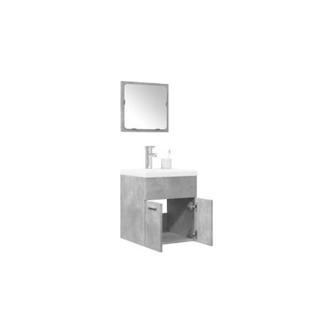 Ensemble de meubles de salle de bain 3 pcs gris béton (1/5)