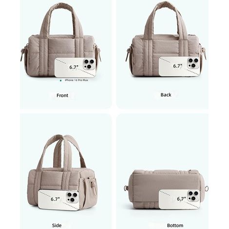 Sac de sport matelassé pour femme, petit polochon avec bandoulière amovible porté épaule. (1/5)
