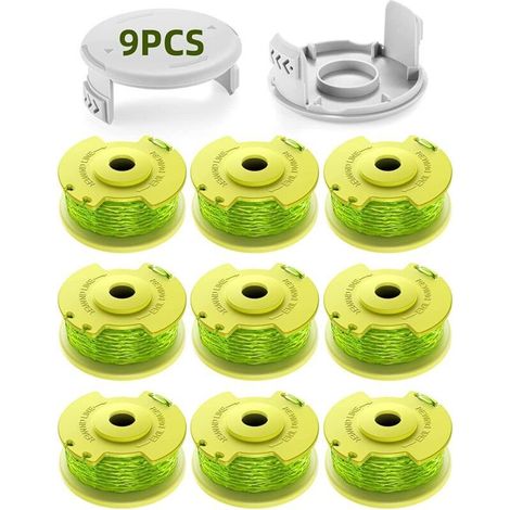 11 Pack Upgraded Model Strimmer Line Spools, Suitable for Ryobi One+ 18V, 24V, 40V Brush Cutter, Ø 2.0mm and Length 3.5m, AC14RL3A Replacement Brush Cutter (9 Spools, 2 Covers) (1/5)