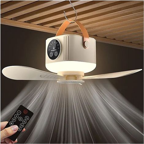 Ventilateur de plafond avec éclairage et télécommande (alimentation secteur), petit ventilateur, 4 vitesses de ventilation (1/5)