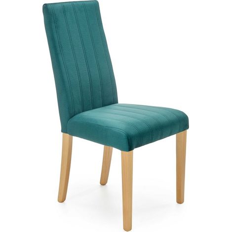 Chaise en velours vert matelassé avec pieds en bois massif KINTARO (1/5)