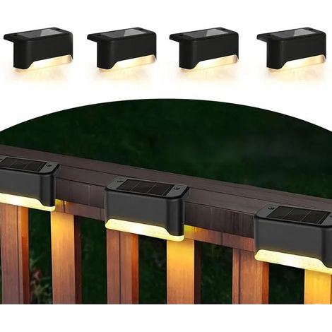4 lampes solaires LED extérieures, éclairage d’escalier et clôture, lumière chaude, sans câblage, pour terrasse, jardin et balcon (1/5)