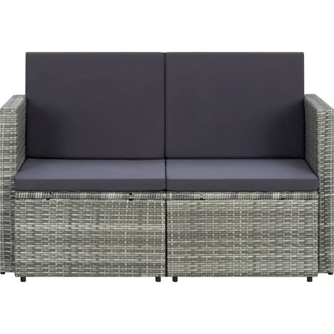 Maison Exclusive - 2-Sitzer-Gartensofa mit Auflagen Grau Poly Rat