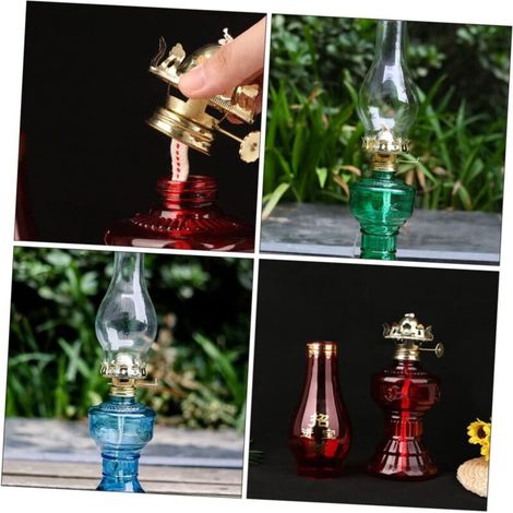 2 set di bruciatore per lampada a olio e stoppini di ricambio per lampada a olio in stile retrò (1/3)