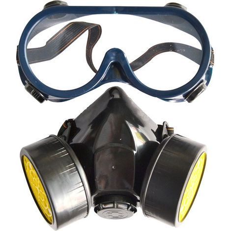 Wiederverwendbare Atemschutzmaske – Doppelte Filtration 97 % – Inklusive Schutzbrille – Für Maler- und mechanische Arbeiten (1/5)