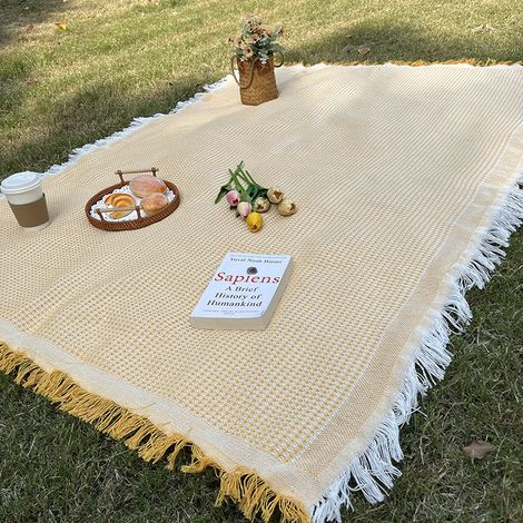 Tapis de pique-nique imperméable, couverture bohème tricotée pour camping et jardin, natte de sol extérieur, couverture américaine résistante à l'humidité, usage polyvalent. (1/4)