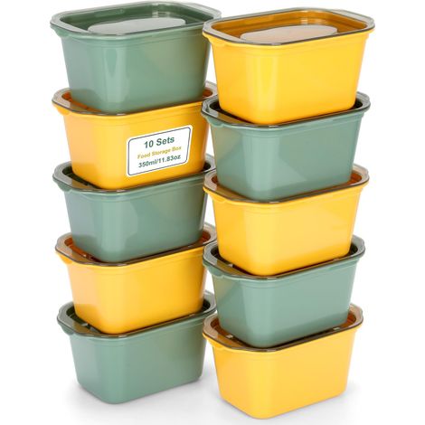 Boîte Plastique Alimentaire 10Pcs – 350ml Boite Hermétique Alimentaire en PP Sans BPA, Boîtes Alimentaires Empilables pour Congélation, Micro-Ondes (1/5)
