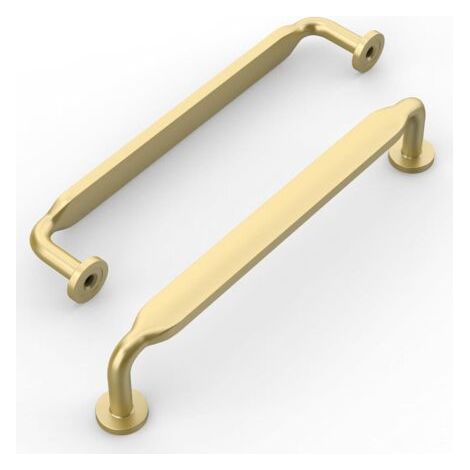 Lot de 10 poignées de meuble de cuisine en laiton brossé, 128 mm, en alliage de zinc, finition or mat, avec vis, pour bureaux, tiroirs, armoires et placards (1/5)